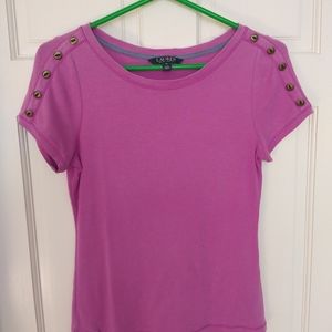 Woman Medium Ralph Lauren purple short sleeve knit top